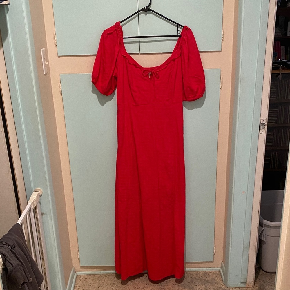 Billabong Scarlet Maxi Dress with Puff Sleeves